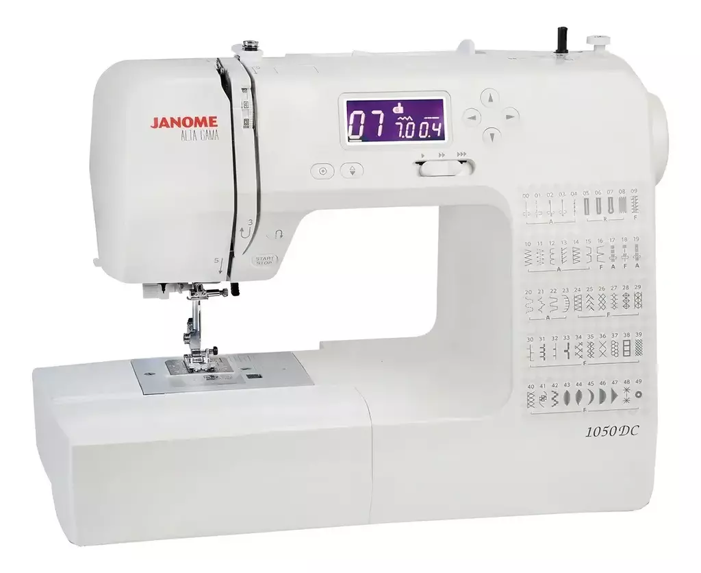 MÁQUINA COSTURA DOMÉSTICA JANOME 1050 DC C- 49 PONTOS COR BRANCA